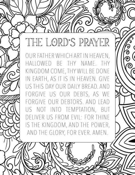 The Lord S Prayer Printable Coloring Page